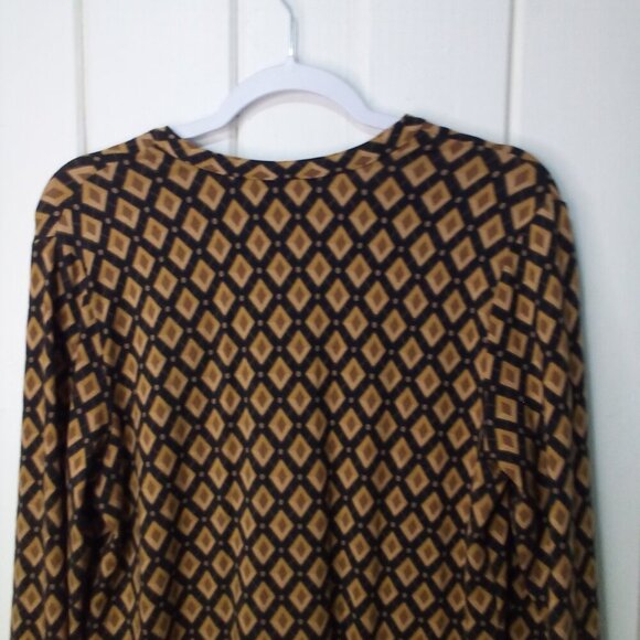 J Jill Dress Women S Long Sleeve V-Neck Stretch Pattern Brown Black - Picture 12 of 13